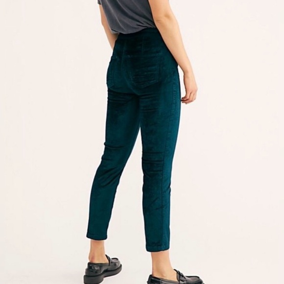 Free People We The Free Sweet Jane Velvet Skinny Jeans Pants in Neptune Green 26 - Picture 5 of 16